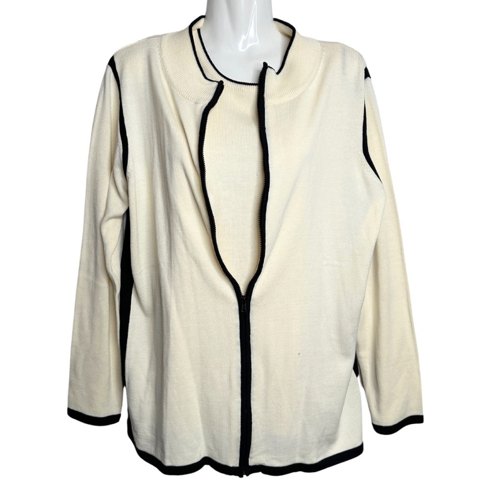 Kathy Levine By Request | 2 Piece Set Zip Up Knit and Sleeveless Knit Top Medium